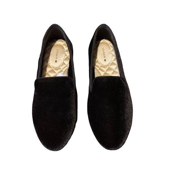 Birdies Shoes - Birdies THE STARLING Black Velvet Flats Size 8W